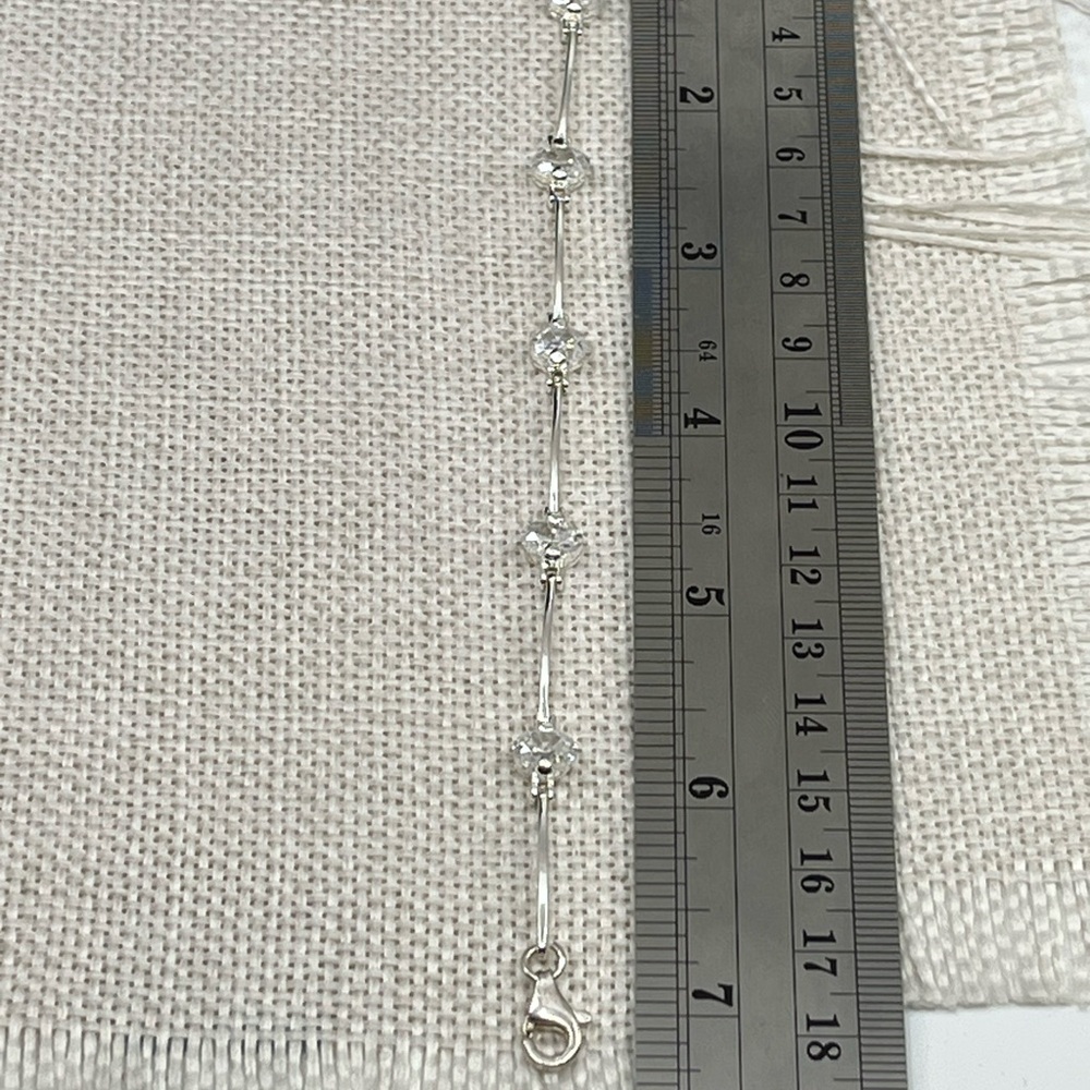 Vintage Sterling Silver CZ Link Bracelet – 925 Stamped – 7"-7.25", 8g - Picture 16 of 17